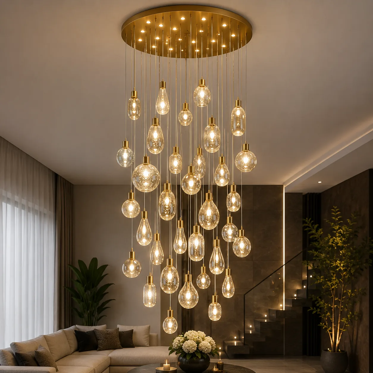 Modern Avize Cluster Işık Yağmuru